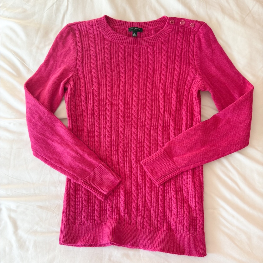 Talbots Petite Hot Pink Corded Sweater Size XS P
